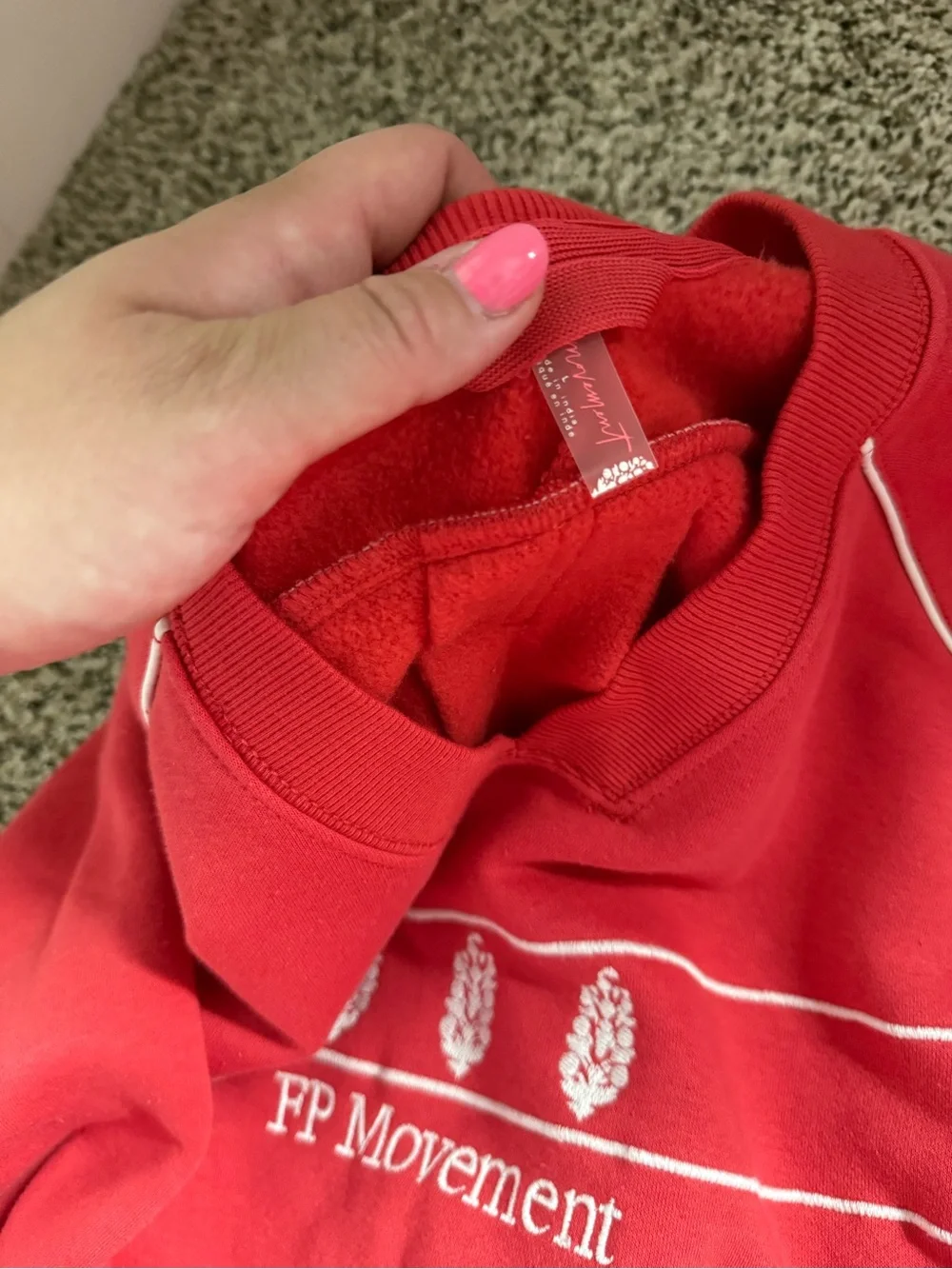FP Movement Red Cropped Sweatshirt & Shorts Set